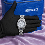 Presidential Moissanite Iced Out Silicone Band Watch 14K white Gold 13.3CT 41mm
