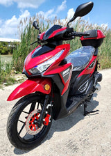 200cc 4 Stroke EFI Gas Moped Scooter Fully Assembled W/ LED Lights - ZINGER 200 RED