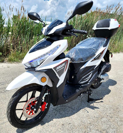 200cc 4 Stroke EFI Gas Moped Scooter W/ LED Lights - ZINGER 200 WHITE