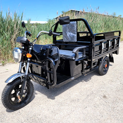 Electric Powered Cargo Truck 1000 Watt Motorized Scooter Moped Truck 3 Wheel Trike Bicycle Scooter - Black