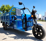 Electric Powered Cargo Truck 1000 Watt Motorized Scooter Moped Truck 3 Wheel Trike Bicycle Scooter - BLUE