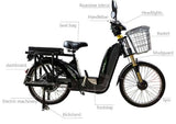 Chopstick 48 Volt 500W Electric Bicycle Scooter Moped Bike With Pedals - BLW CHOPSTICK - 182 - Black