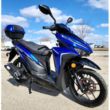 200cc 4 Stroke EFI Gas Moped Scooter W/ LED Lights - CLASH 200 BLUE Without Pedals 182