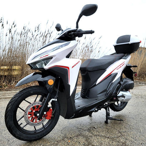 200cc 4 Stroke EFI WHITE CLASH - Lights 200 Moped LED Import Scooter – Gas W/ Junkies W