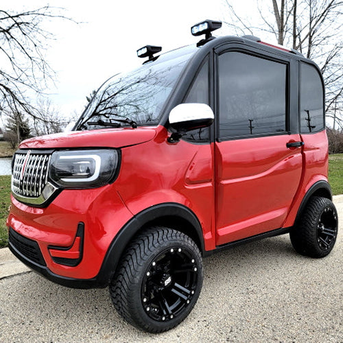 LE Coco Coupe Red Electric Golf Car Small LSV Low Speed Vehicle