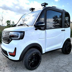 LE Coco Coupe Red Electric Golf Car Small LSV Low Speed Vehicle Golf Cart 4 Seater 60v Scooter Car - White