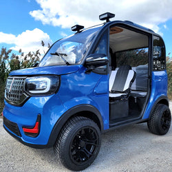 LE Doorless Coco Coupe Electric Golf Car Small LSV Low Speed Vehicle Golf Cart 4 Seater 60v Scooter Car - BEACH EDITION - BLUE