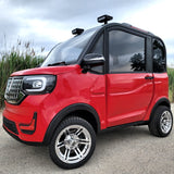 LE Coco Coupe Red Electric Golf Car Small LSV Low Speed Vehicle Golf Cart 4 Seater 60v Scooter Car - RED W/ CHROME RIMS