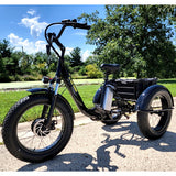 Electric Powered Fat Tire Tricycle Motorized 3 Wheel Trike Scooter Bicycle - Savage YLS Black