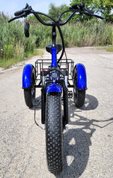 Electric Powered Fat Tire Tricycle Motorized 3 Wheel Trike Scooter Bicycle - Savage YLS - BLUE