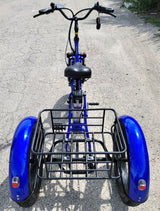 Electric Powered Fat Tire Tricycle Motorized 3 Wheel Trike Scooter Bicycle - Savage YLS - BLUE