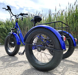 Electric Powered Fat Tire Tricycle Motorized 3 Wheel Trike Scooter Bicycle - Savage YLS - BLUE