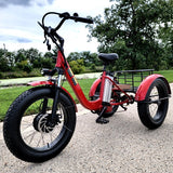 Electric Powered Fat Tire Tricycle Motorized 3 Wheel Trike Scooter Bicycle - Savage YLS Red