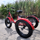 Electric Powered Fat Tire Tricycle Motorized 3 Wheel Trike Scooter Bicycle - Savage YLS Red