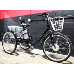 26" Electric Powered Adult Tricycle Motorized 3 Wheel Mobility Trike Scooter Bicycle - Critter SLC - BLACK