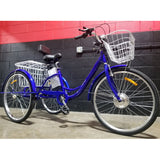 Electric Powered 26" Adult Tricycle Motorized 3 Wheel Mobility Trike Scooter Bicycle - Critter SLC - BLUE