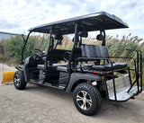 6 Seater Gas Golf Cart GVX Limo EFI Utility Vehicle Six Passenger UTV 2WD/4WD W/PLOW- CAZADOR LIMO 400cc - BLACK