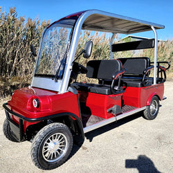 6 Seater Electric Golf Cart Limo LSV Low Speed Vehicle Six Passenger - 60v Skyline Transporter - Red