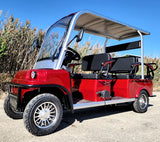 6 Seater Electric Golf Cart Limo LSV Low Speed Vehicle Six Passenger - 60v Skyline Transporter - Red