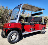 6 Seater Electric Golf Cart Limo LSV Low Speed Vehicle Six Passenger - 60v Skyline Transporter - Red