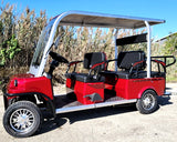 Electric Golf Cart Limo LSV Low Speed Vehicle Six Passenger - 60v Skyline Transporter - Red