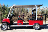 6 Seater Electric Golf Cart Limo LSV Low Speed Vehicle Six Passenger - 60v Skyline Transporter - Red