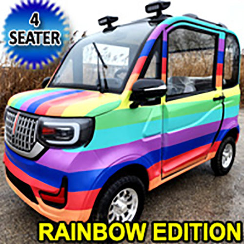 Coco Coupe Rainbow Edition 60v Electric 4 Seater Golf Cart LSV Car - Pride Ride
