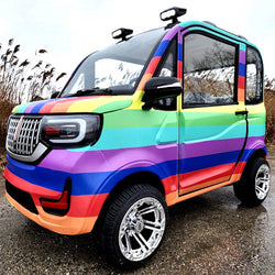 Rainbow Limited Edition Coco Coupe LE 60v Electric 4 Seater Golf Cart LSV Car with Custom Rims & Tires