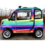 Rainbow Limited Edition Coco Coupe LE 60v Electric 4 Seater Golf Cart LSV Car with Custom Rims & Tires