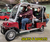 6 Seater Electric Golf Cart Limo LSV Low Speed Vehicle Six Passenger - 60v Skyline Transporter - Red